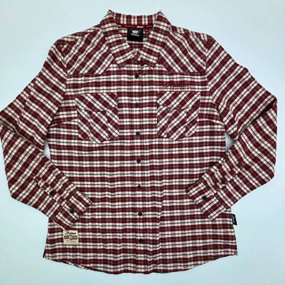 Indian Motorcycle Women's Plaid Button Up Shirt XL Long Sleeve Western - Picture 3 of 11
